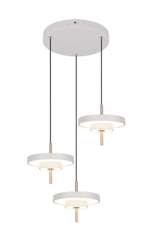 TRIO 340230376 KEATON závesné svietidlo D450mm SMD LED 3x10W/1200lm 2300+3000+4000K svetlošedá, switchdimmer