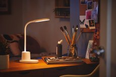 Philips 8719514443792 Bucket stolná dotyková lampička so stojanom na mobil LED 7W/200lm 3000-5700K USB podsvietenie biela stmievateľná
