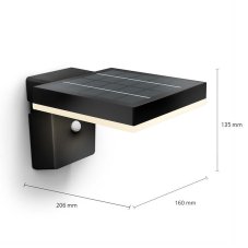 Philips 8720169265745 UltraEfficient Solar Zonal solární nástěnné svítidlo se senzorem PIR LED 1,3W 250/25lm 3000K IP44 černá