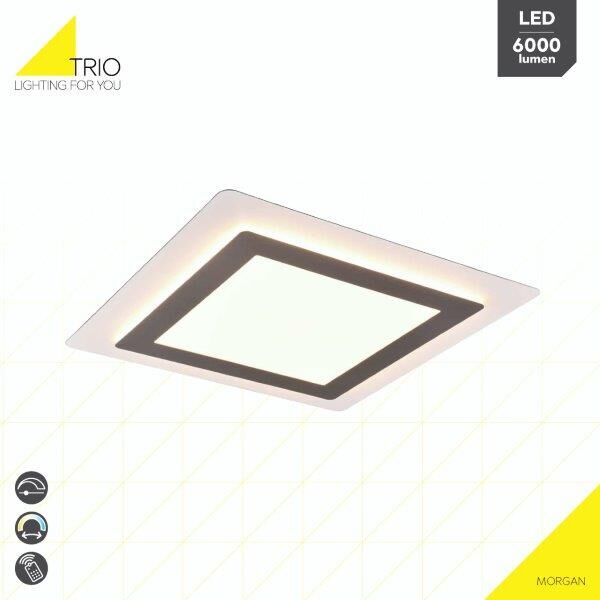TRIO 641510207 MORGAN stropní svítidlo SMD LED 450x450mm 46W/6000lm 2700-6500K matný nikl, stmívatelné, dálkový ovladač