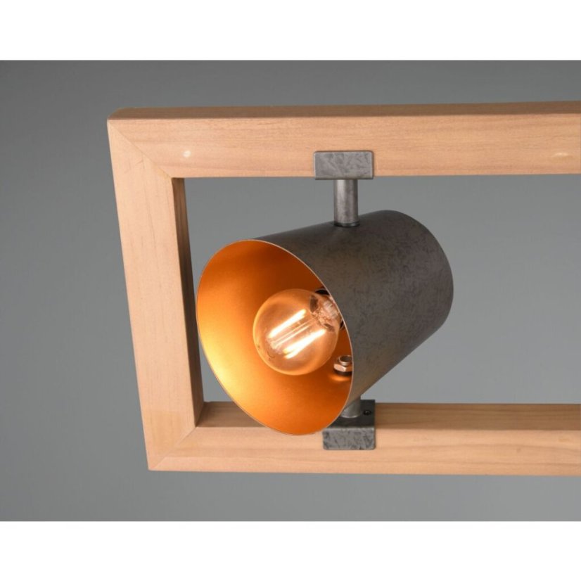 TRIO 301900467 BELL závěsné svítidlo 4xE14 antický nikl, dřevo