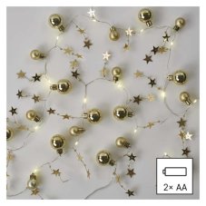 EMOS DCGW11 vánoční girlanda - zlaté kuličky 20 LED 1,9m 0,6W teplá bílá, časovač, 2xAA excl.
