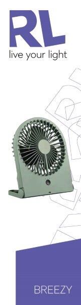 TRIO Reality R044-49 BREEZY ventilátor 3 rýchlostné stupne, nabíjateľná batéria, USB-C port, pistáciová