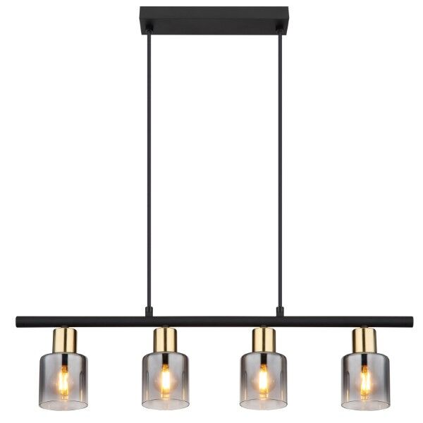 GLOBO 54310-4H HOLLSY závesné svietidlo 4xE14 čierna matná, dymová