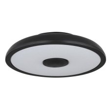 GLOBO 41366B RAFFY LED stropní svítidlo s reproduktorem D280mm 18W/800lm 3000-6500K IP44 černá, opál, RGB, bluetooth, stmívatelné, dálkové ovládaní, starlight efekt