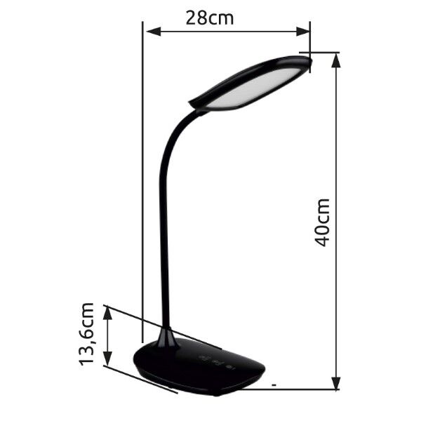 GLOBO 58455B BOTAL stolové svietidlo LED V400mm 9W/520lm 4000-3000-6500K čierna, adaptér