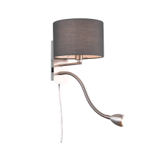 TRIO 271170211 HOTEL nástenné svietidlo 1xE14 + 1xLED 3,1W/310lm matný nikel, šedá