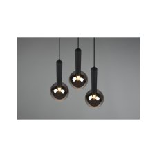 TRIO 310390332 CLAYTON závesné svietidlo 3xE27 D450mm čierna matná, dymová
