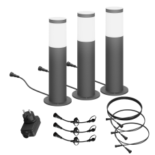 Philips 8719514477377 GardenLink Low Volt Utrecht Starter pack - nízkonapäťový exteriérový stĺpik LED 3x6W/600lm 2700K antracit 3-set/konektor/adaptér 24W/kábel 5m+2m+2m