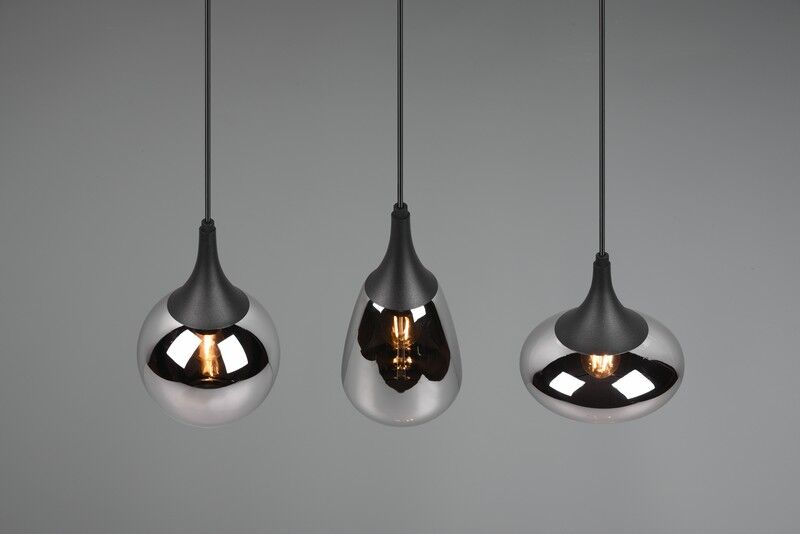 TRIO 317000332 LUMINA závesné svietidlo 3xE14 čierna matná, chróm