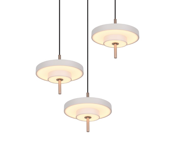 TRIO 340230376 KEATON závesné svietidlo D450mm SMD LED 3x10W/1200lm 2300+3000+4000K svetlošedá, switchdimmer