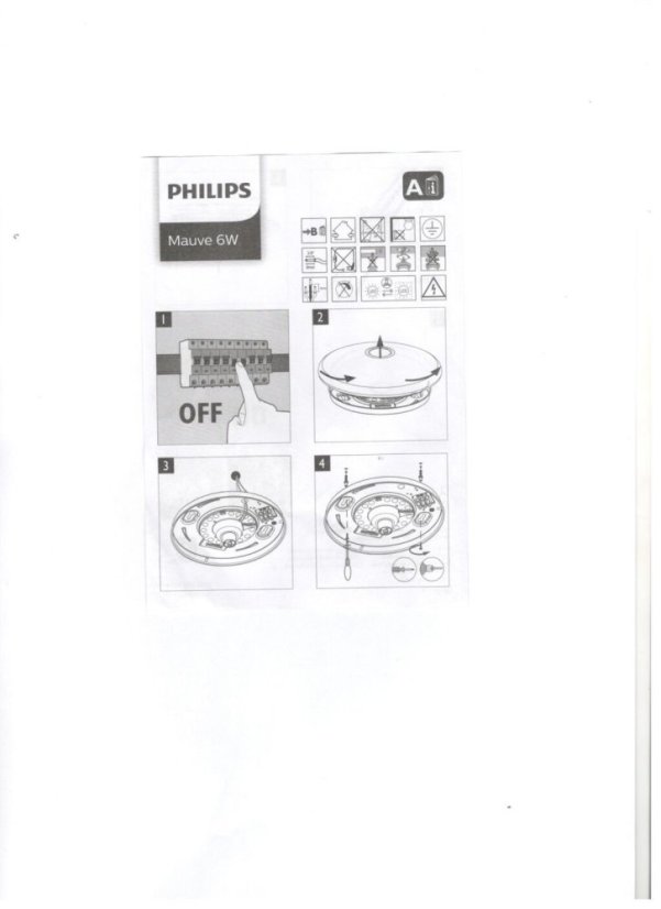Philips 8719514431829 Mauve LED stropní svítidlo se senzorem PIR 6W/640lm 4000K bílá