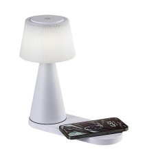RABALUX 74214 Zavier dotyková stolná lampička D130mm LED 5W/220lm 3000+4000+5000K biela, bezdrôtové nabíjanie, nabíjacia batéria 5V 3600mAh