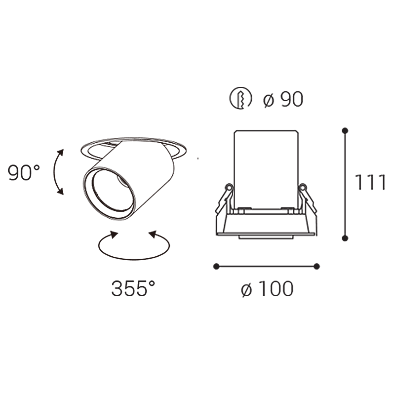 LED2 2252641 HIDE zápustné bodové svítidlo nastaviteľné LED D100mm 10-20W/900-1800lm 4000K bílá