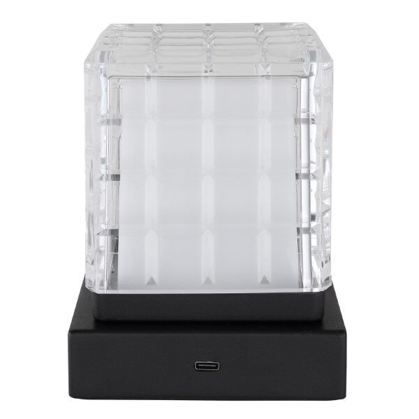 GLOBO 21009S LUNKI dotyková stolná lampička LED V100mm 2,5W/206lm 2700+6500+4000K čierna, priehľadná, vrátane batérie CR18650 1800mAh 3,7V, USB-A 2.0 - USB-C