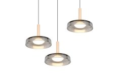 TRIO 354930332 CELESTE závěsné svítidlo D350mm SMD LED 3x7,5W/750lm 3000K černá, dřevo, switchdimmer