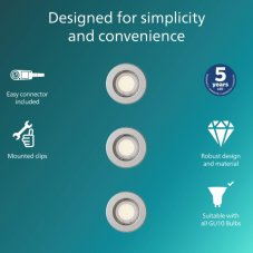 Zapuštěné svítidlo GU10 nikl IP20 PHILIPS Peridot 8721103037114 balení 3 ks