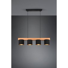 TRIO R30654002 CAMERON závěsné svítidlo 4xE14 čiarna, dřevo, zlatá