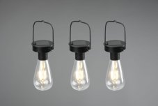 TRIO Reality R35146132 CAMPUS závěsné solárne svítidlo 3-set SMD LED 3x0,1W IP44 soumrakový senzor, černá matná