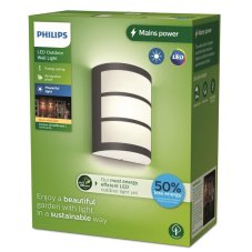 Philips 8720169269170 UltraEfficient Python vonkajšie nástenné svietidlo LED 3,8W/800lm 2700K IP44 antracit