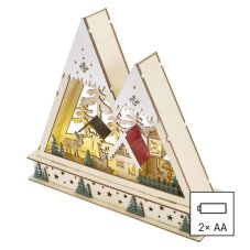 EMOS DCWW39 vánoční dekorace domeček 8 LED V23,5cm 0,6W teplá bílá, časovač, 2xAA excl.