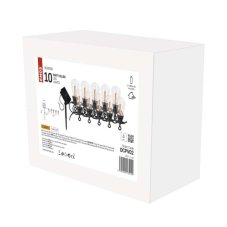 EMOS DCPV02 svetelná párty řetěz se solárním panelem 10 LED 5m 0,6W vintage, IP44, barva drátu - černá, baterie (1× NiMH, 800 mAh, AA) Solar