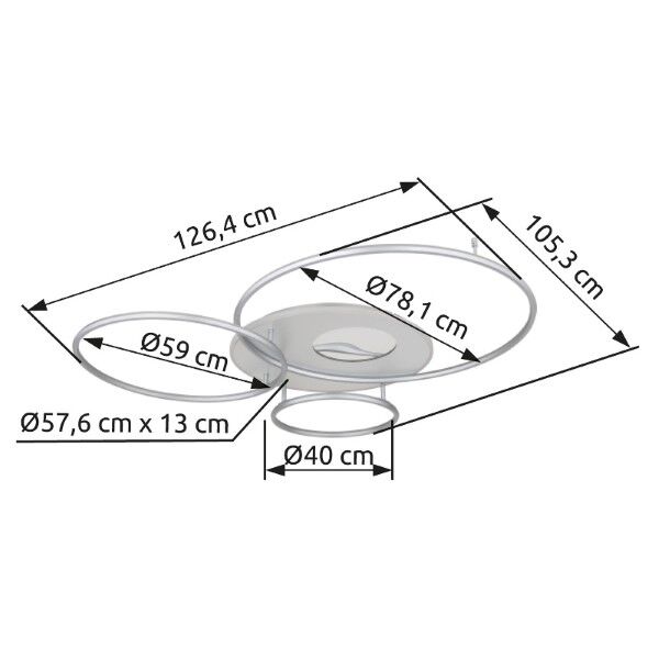 GLOBO 48466-70A INVERTINA stropní svítidlo LED 70W/4599lm 2700-6500K stříbrná, bílá, dálkový ovladač, zrcadlový 3D efekt