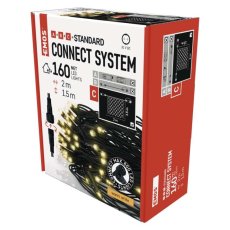 EMOS D1DW01 spojovací vánoční řetěz - síť CLASSIC 160 LED 2m 4W teplá bílá, IP44, barva drátu - černá, bez adaptéru