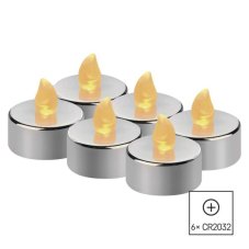 EMOS DCCV12 vánoční dekorace čajová svíčka stříbrná LED 3,8cm 0,06W vintage, 6-set, incl.  CR2032