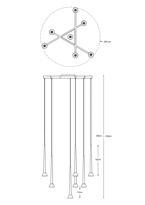 LED závěsné svítidlo 3850 lm 3000K zlaté Zuma Line BOSTON P0603-07C-SDB1