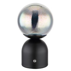 GLOBO 21006SS JULSY dotyková stolná lampička V210mm LED 2,5W/22lm 2700+6500+4000K čierna, priehľadná, vrátane batérie CR18650 1800mAh 3,7V, USB kábel, 3D efekt