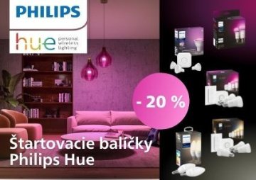 Získajte zľavu 20 % na štartovacie balíčky Philips Hue a užite si všetky výhody inteligentného osvetlenia