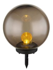 GLOBO SOLAR 33827 dekorativní solární svítidlo zapichovacia koule D250mm LED 0,06W 3000K IP44, včetně baterie 1xAA 200mAh 1.2V, kouřová, jantarová