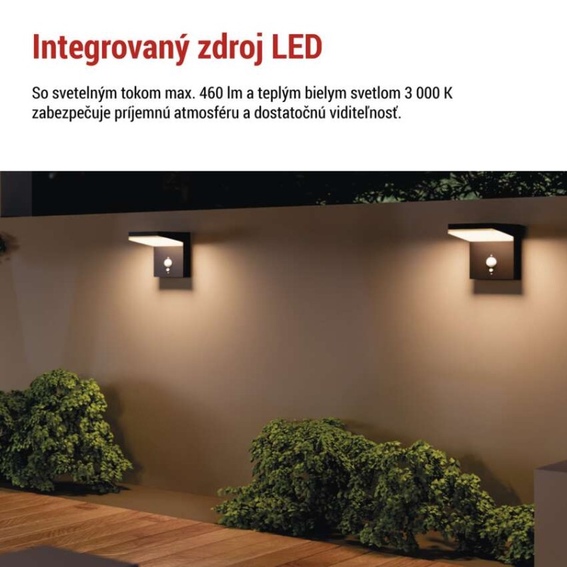 EMOS ZGK044S VEREA solární venkovní nástěnné svítidlo LED 154 × 107 × 130 4,4W 460lm 3000K IP44 se senzorem černá