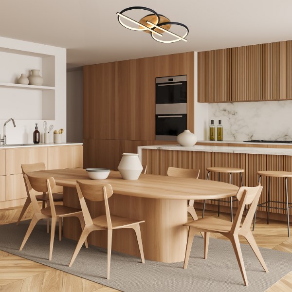 RABALUX 71403 Arash stropné svietidlo LED 40W/2200lm 3000+4000+6500K čierna, drevo, biela