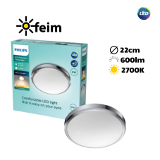 Philips Doris LED CL257 Stropné svítidlo do koupelny kruhové 6W/600lm 220mm 2700K IP44 chrom