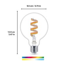 Philips Wiz Colors 8720169072190 LED žiarovka E27 G95 6,3W/470lm 2200-6500K+RGB číra