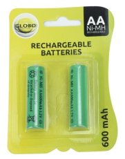 Globo 3300-2E nabíjateľné batérie do solárnych svietidiel Ni-Mh 1,2V, AA 600mAh, 2 ks v blistri