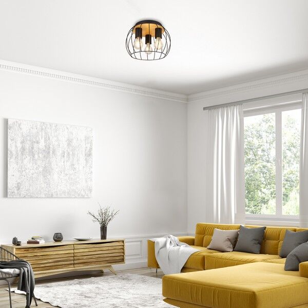 RABALUX 5293 Kamala stropní svítidlo D300mm 3xE27 černá, dřevo