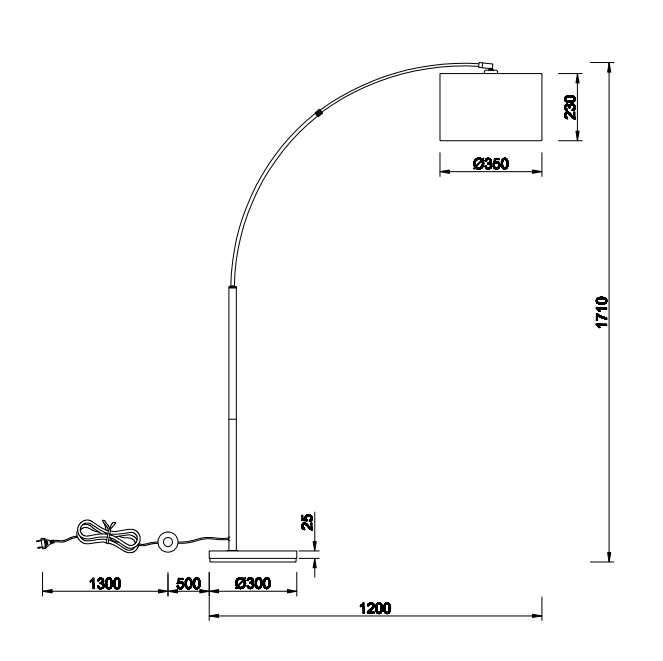 TRIO Reality R40081080 BOLIVIA stojací lampa V1710mm 1xE27 černá matná