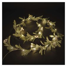 EMOS DCTW27 vánoční girlanda - jmelí 25 LED 1,5m 0,2W teplá bílá, barva drátu - transparentní, časovač, 3xAA excl.