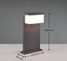 TRIO 540969142 NESTOS vonkajšie stojanové svietidlo/stĺpik so senzorom SMD LED V450mm 13W/1300lm 3000K IP54 antracitová, biela