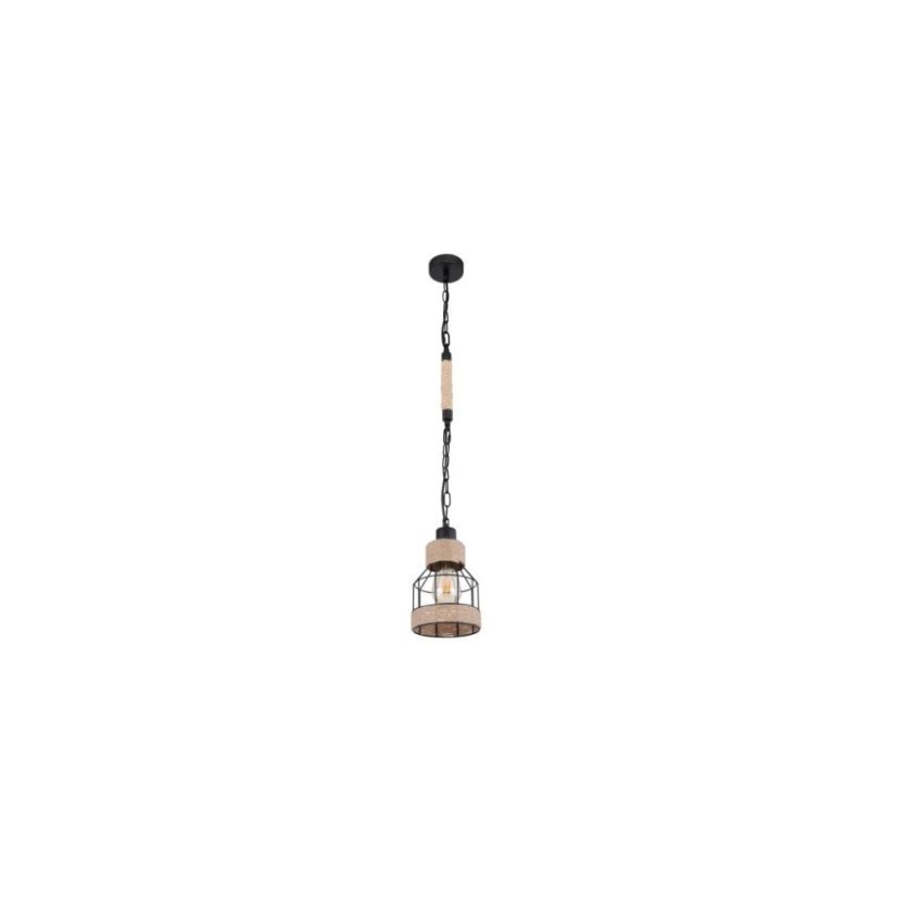 GLOBO 15674H HALIA závěsné svítidlo D140mm 1xE27 černá matná, přírodní béžová