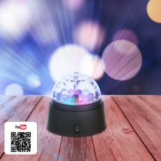 GLOBO 28014 DISCO dekoratívne stolové svietidlo LED rotačná disko guľa, 3xAA, bez baterií, D90mm čierna