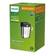 Philips 8720169265509 Outdoor solar Shroud solární nástěnné svítidlo se senzorem PIR LED 2,3W 250/25lm 2700K IP44 černá, čírá
