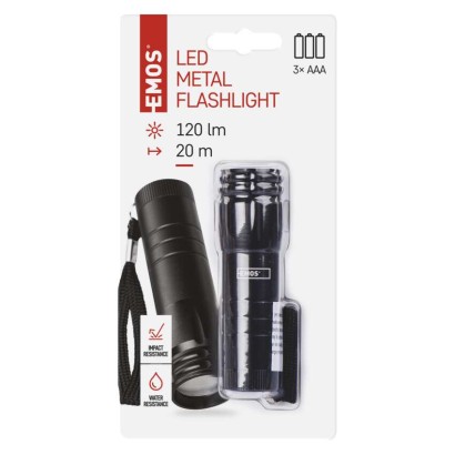 EMOS P4704 ruční kovové svítidlo COB LED 100lm, 3xAAA