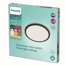 Philips 8719514327207 Super Slim CL550 stropní svítidlo LED D250mm 15W/1300lm 2700K IP44 černá SceneSwitch