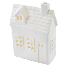 LED keramický domček 18 cm teplá biela časovač EMOS DCLW37