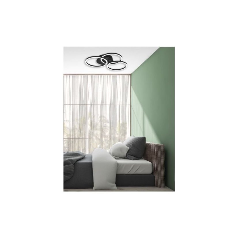 TRIO R62823132 CIRCLE stropní svítidlo LED 27W/3100lm 2700-6000K matná černá, dálkový ovladač