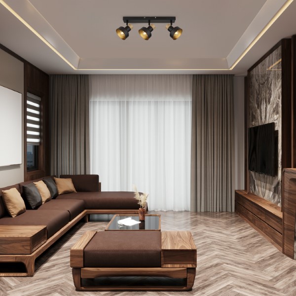 RABALUX 73057 Saskia stropné bodové svietidlo/spot 3xE14 čierna, drevo